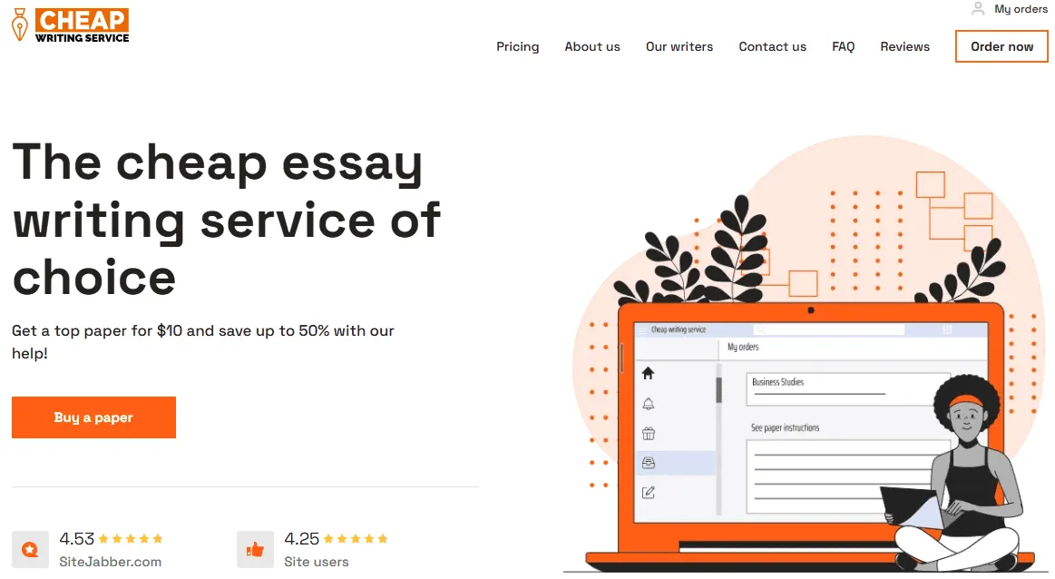 CheapWritingService website interface